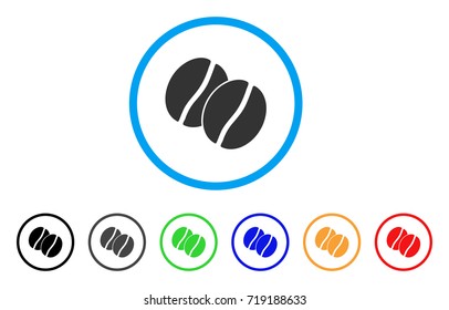 Coffee Beans rounded icon. Style is a flat coffee beans gray symbol inside light blue circle with black, gray, green, blue, red, orange color versions. Vector designed for web and software interfaces.