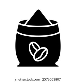  Coffee beans sack black hand drawn icon in grunge look icon vector illustration, pictogram isolated on white background. color editable