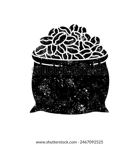 Coffee beans sack black hand drawn icon in grunge look