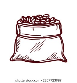 granos de café en un icono de saco ilustración aislada