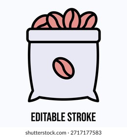 Kaffeebohnen Sack Symbol isoliert Vektor Lineare Farbe Stil Symbol, bearbeitbare Stroke