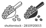 coffee beans in scoop vector illustration on transparent background