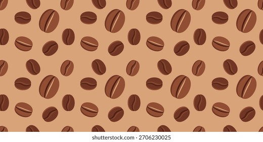 grãos de café fundo sem costura, grãos de café fundo, fundo de café. Ilustração de grãos de café