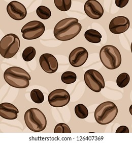 Coffee beans seamless background. Vector illustration.