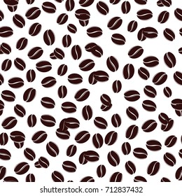 Coffee beans. Seamless coffee beans background. Vector