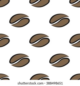 coffee beans seamless on white background. vector illustration