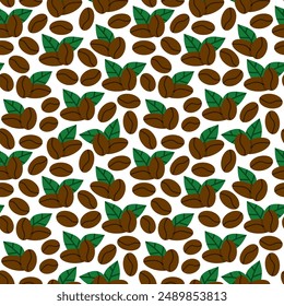 Coffee beans seamless pattern background. coffee background. Coffee beans illustration. Coffee Beans pattern for packaging.