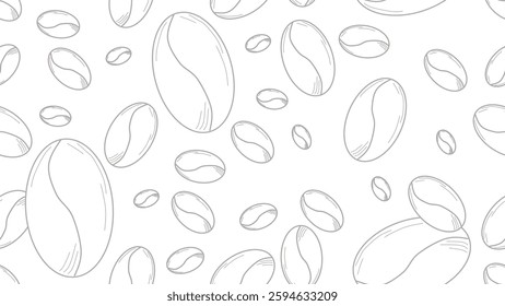 Coffee beans seamless pattern background. Coffee beans wallpaper. Coffee beans illustration pattern. Coffee beans background. Perfect for fabrics, textile, wallpaper, and decor. SSTKbackgrounds