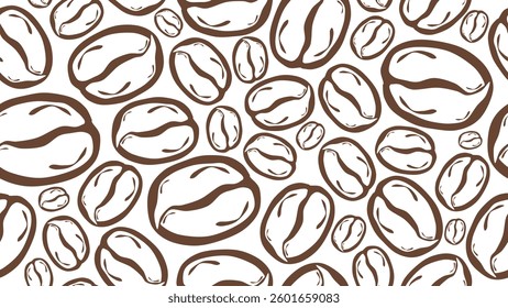 Coffee beans seamless pattern background. Coffee beans wallpaper. Coffee beans illustration pattern. Coffee beans background. Perfect for fabrics, textile, wallpaper, and decor. SSTKbackgrounds