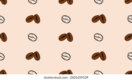 Coffee beans seamless pattern background. Coffee beans wallpaper. Coffee beans illustration pattern. Coffee beans background. Perfect for fabrics, textile, wallpaper, and decor. SSTKbackgrounds