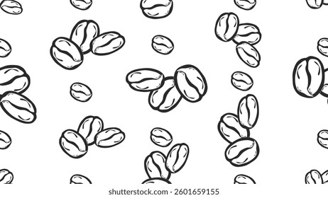 Coffee beans seamless pattern background. Coffee beans wallpaper. Coffee beans illustration pattern. Coffee beans background. Perfect for fabrics, textile, wallpaper, and decor. SSTKbackgrounds