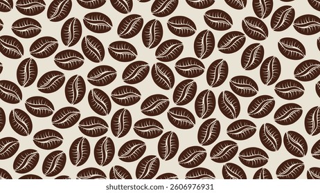 Coffee beans seamless pattern background. Coffee beans wallpaper. Coffee beans illustration pattern. Coffee beans background. Perfect for fabrics, textile, wallpaper, and decor. SSTKbackgrounds