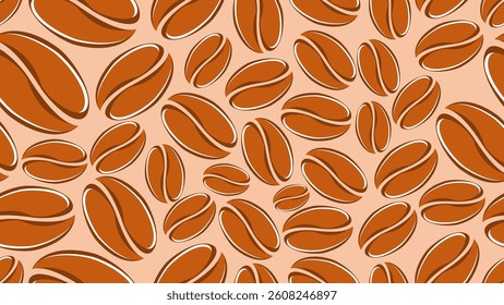 Coffee beans seamless pattern background. Coffee beans wallpaper. Coffee beans illustration pattern. Coffee beans background. Perfect for fabrics, textile, wallpaper, decor. SSTKbackgrounds