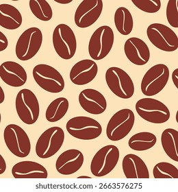 coffee beans seamless pattern. coffee beans background for cafe menu, shop wrapping paper.