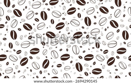 Coffee beans seamless pattern. Coffee background.