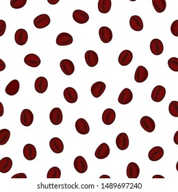 Coffee beans seamless pattern. Coffee bean icon. 