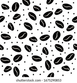 Coffee beans seamless pattern black and white 