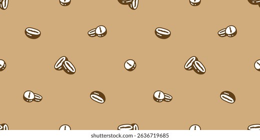 coffee beans seamless pattern cafe hot tea cup vector bakery water drinking cartoon doodle gift wrapping paper tile background repeat wallpaper illustration scarf isolated design