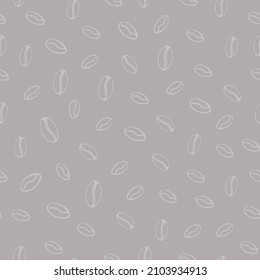 Coffee beans seamless pattern. Coffee beans contour vector illustration, flat style. Template for textiles, fabrics, covers, wallpaper, wrapping paper, etc.