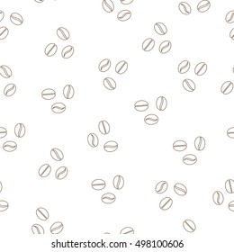 Coffee beans seamless pattern. Flat vector cartoon coffee beans illustration. Objects isolated on a white background.