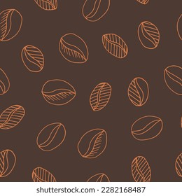 coffee beans seamless pattern hand drawn in doodle style. Suitable for wrapping paper, packaging, background, textile, wallpaper.