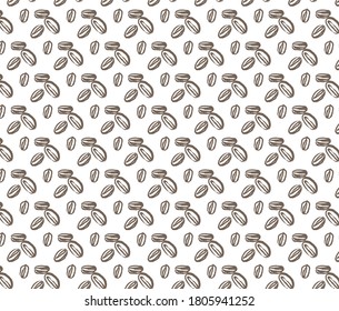 Coffee beans seamless pattern. Ink sketch, hand drawing. Packaging, cover, pattern, print, textile, print, design element.