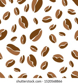 Coffee beans seamless pattern. Isolated on white. Hand drawn style. Line art sketch.