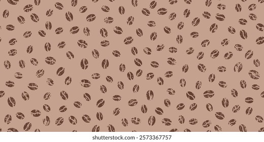 Coffee beans seamless pattern mocha mousse color crayon design. Coffee grain background grunge texture. Abstract simple charcoal drink print. Trendy palette 2025 year bg. Pastel vector illustration