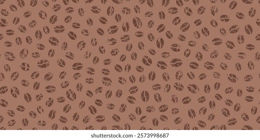 Coffee beans seamless pattern mocha mousse color crayon design. Coffee grain background grunge texture. Abstract simple charcoal drink print. Trendy color 2025 year bg. Pastel vector illustration