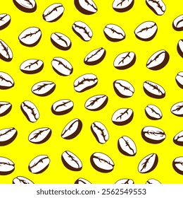 Coffee beans seamless pattern. Coffee beans motif background for coffee shop background, packaging, wrapper