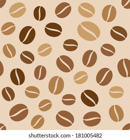 Coffee Beans Seamless Pattern on Light Background