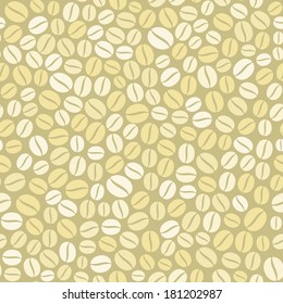 Coffee Beans Seamless Pattern on Light Background