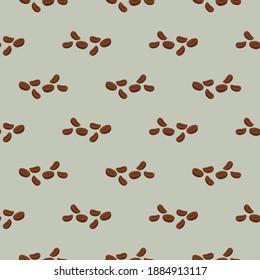 Coffee beans , seamless pattern on a light grey background.