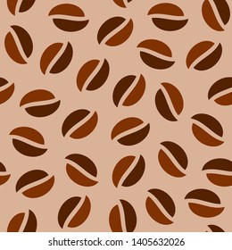 Coffee beans seamless pattern. Vector illustration.