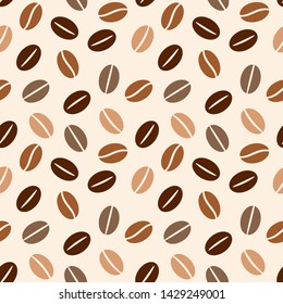 Coffee beans seamless pattern. Vector illustration.