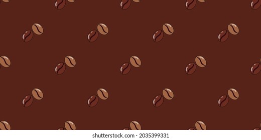 Coffee beans seamless pattern. Vector background from coffee for design. Drink concept.