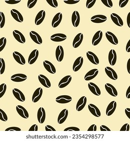 Coffee beans seamless pattern - vector illustration. Coffee background - For print, textile, coffee shop,