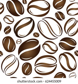 Coffee beans seamless pattern vector illustration on white background