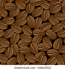 Coffee beans .  Seamless pattern. Vector illustration.