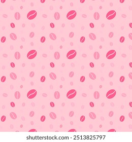 Coffee beans seamless pattern.Repeat pattern of coffee bean in pink.Vector graphic illustration wallpaper.