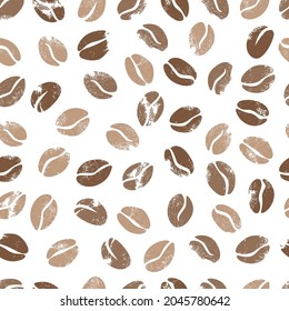 Coffee beans seamless pattern.Vector illustration.