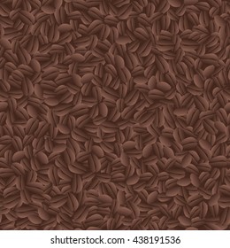 coffee beans seamless pattern-vector illustration. The natural color  brown background.