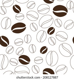 Coffee beans seamless texture. Vector illustration.
