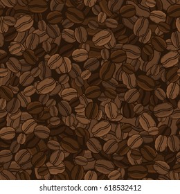 Coffee beans seamless vector pattern.