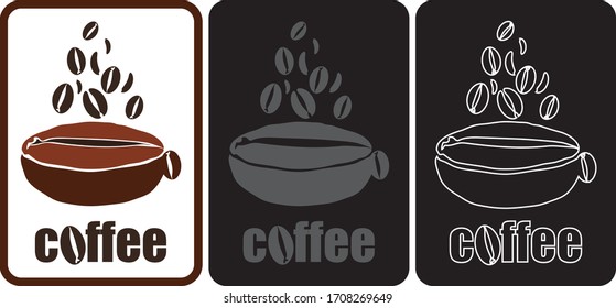 coffee beans seeds cafe hot tasty icon vector eps dark art logo  