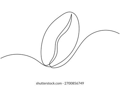 Granos de café y semillas de una línea continua dibujando sobre fondo blanco Ilustración vectorial de contorno de grano tostado minimalista