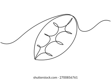 Granos de café y semillas de una línea continua dibujando sobre fondo blanco Ilustración vectorial de contorno de grano tostado minimalista