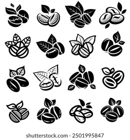 Coffee beans set. Collection icon coffee. Vector