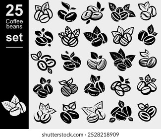 Coffee beans set. Collection icon coffee. Vector