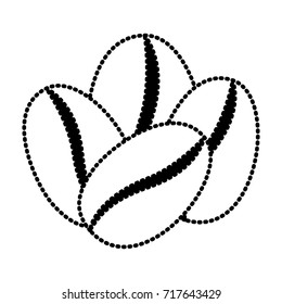 coffee beans set of four grains silhouette dotted monochrome on white background vector illustration